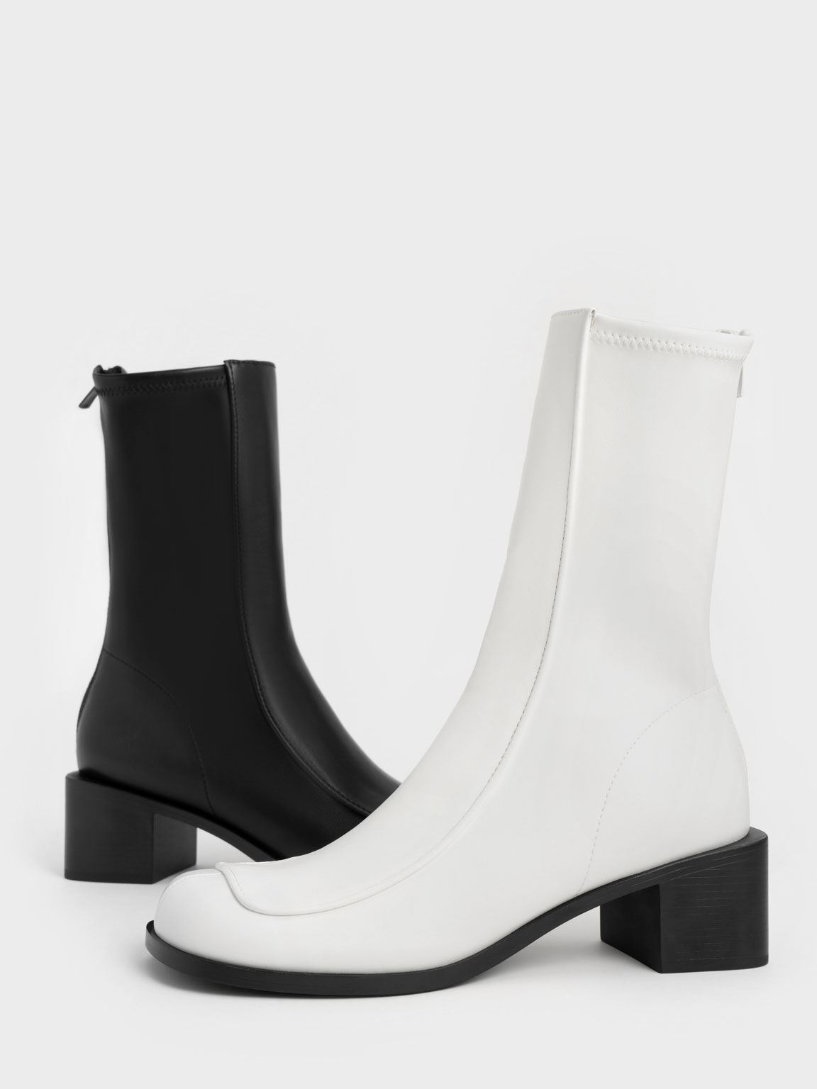 Block Heel Calf Boots, Black, hi-res