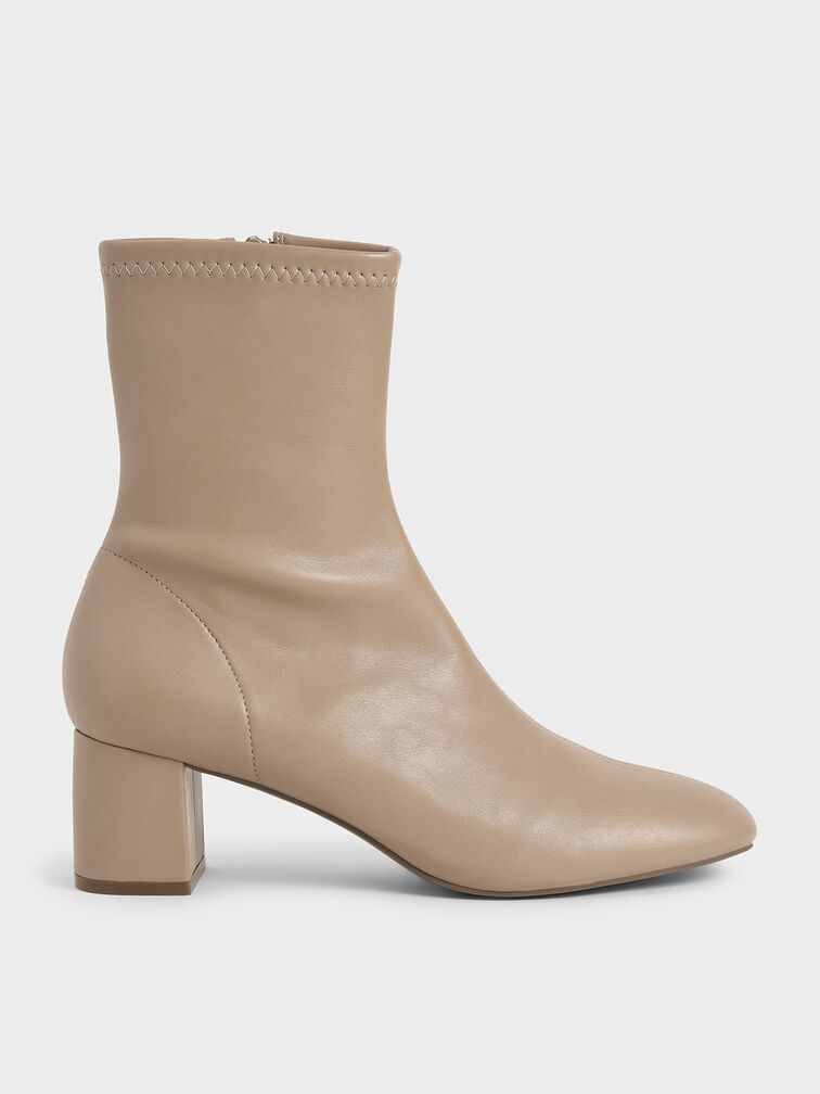 Block Heel Ankle Boots, Taupe, hi-res