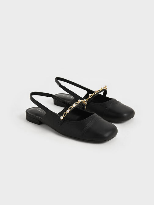 Chaussures Mary Janes avec perles et chaîne, Noir, hi-res