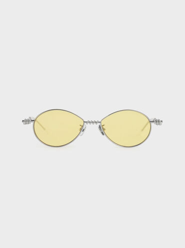 Twine Detail Oval Sunglasses, Amarillo, hi-res