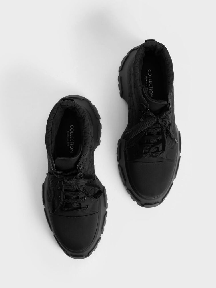 Zapatillas altas de poliéster reciclado, Negro, hi-res