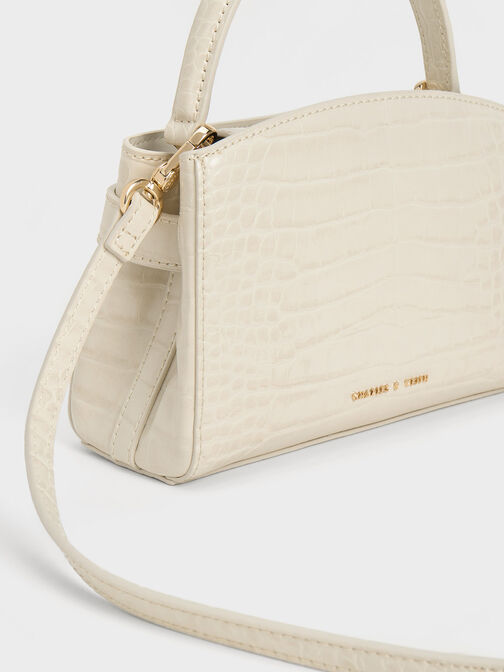Aubrielle Croc-Effect Top Handle Bag, Ivory, hi-res