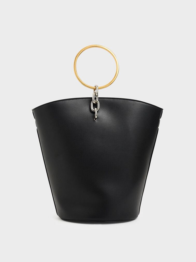 Large Bracelet Bucket Bag, Black, hi-res