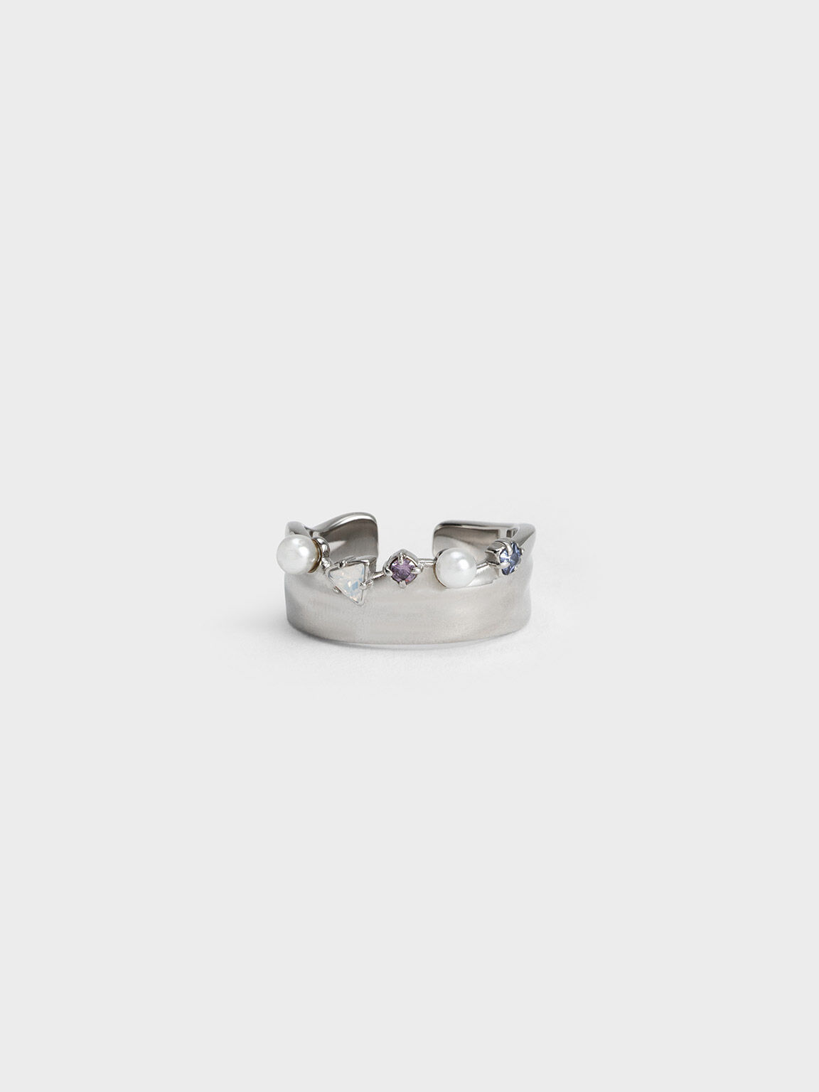 Pearl & Crystal-Embellished Wide-Band Ring, Lilac, hi-res