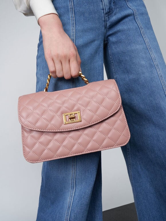 Quilted Clutch, Blush, hi-res