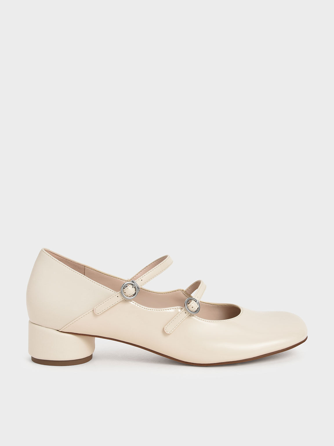 Patent Double-Strap Mary Janes, Chalk, hi-res