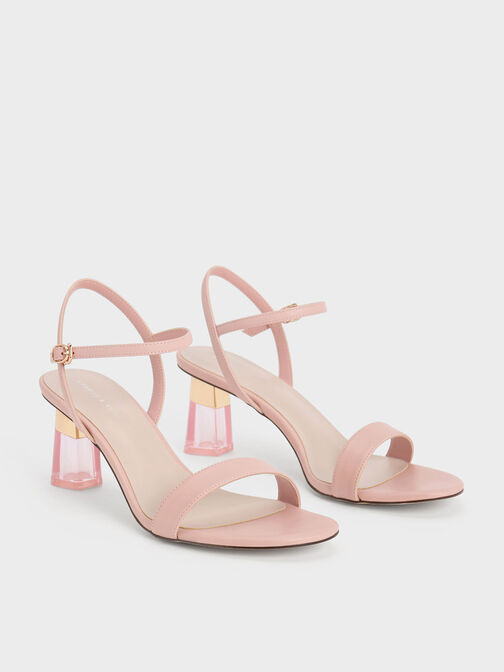 Sandales à talon trapèze transparent, Rosé, hi-res