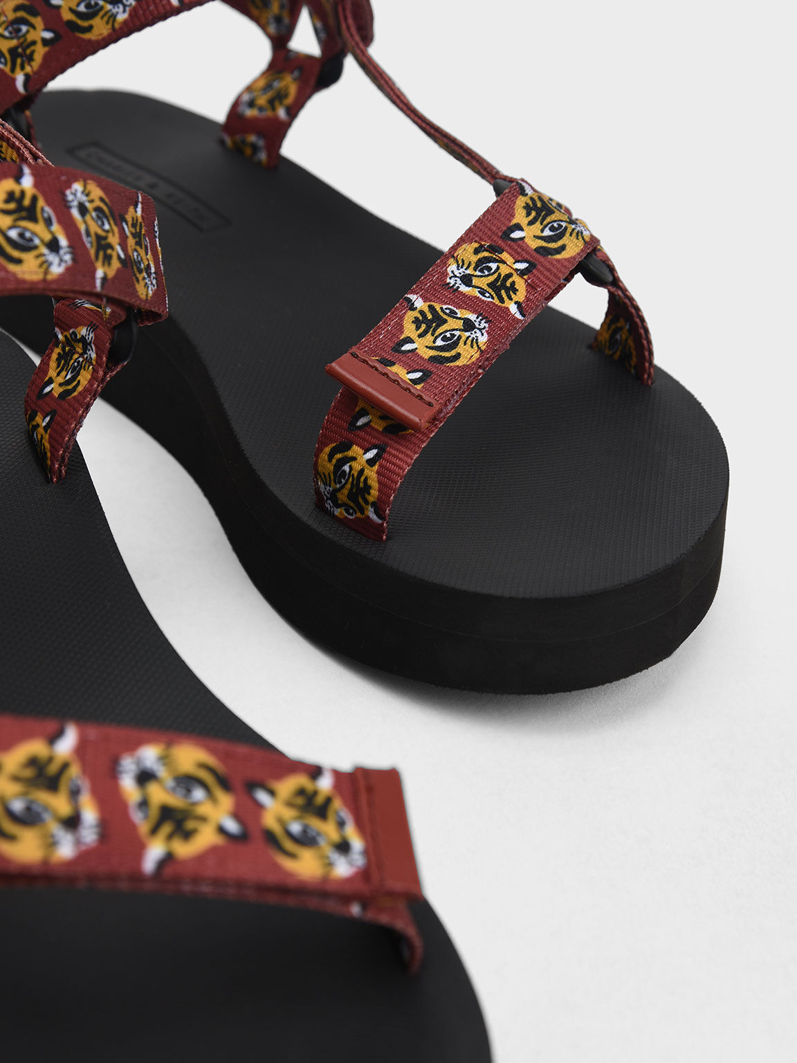 Lunar New Year Collection: Drew Tiger-Print Sports Sandals, Red, hi-res