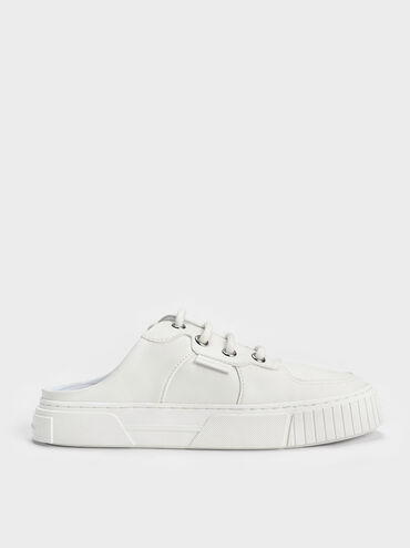 Panelled Slip-On Sneakers, White, hi-res
