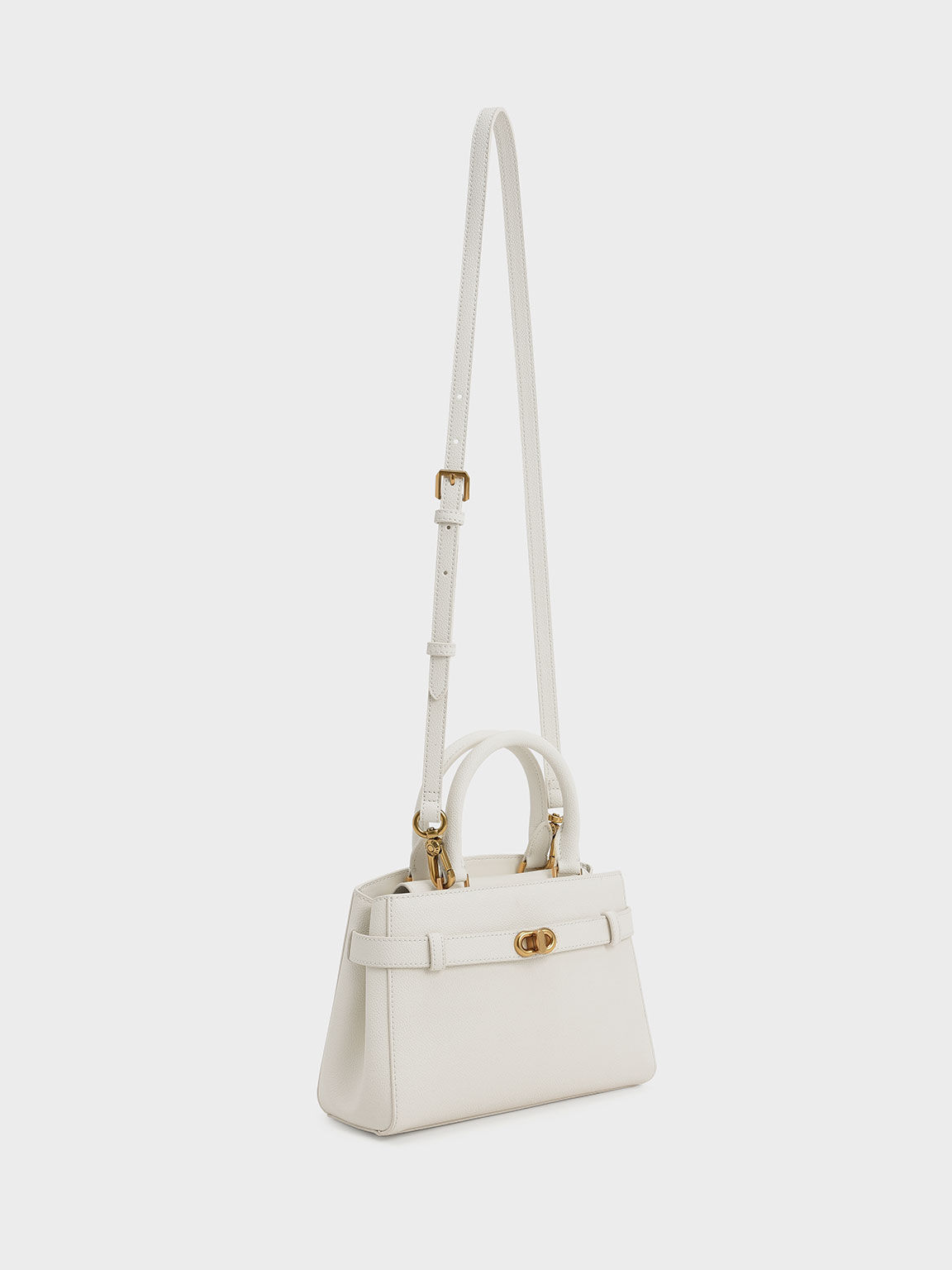 Cream Aubrielle Metallic-Accent Belted Bag - CHARLES & KEITH BE