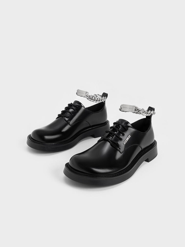 Chaussures Derby à chaîne épaisse, Noir, hi-res