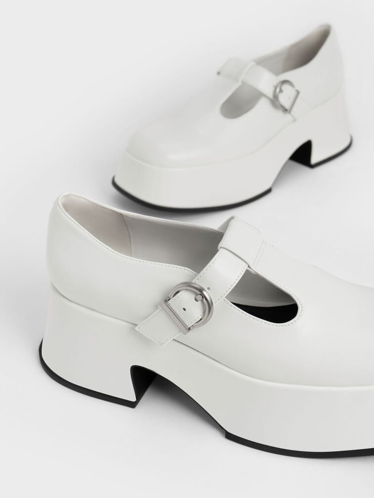 Chaussures Mary Jane à semelle plateforme, Blanc, hi-res