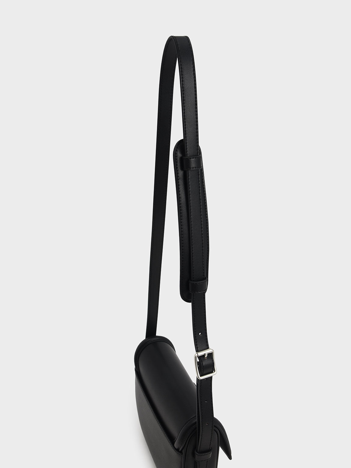 Aurea Metallic-Accent Saddle Crossbody Bag, Black, hi-res