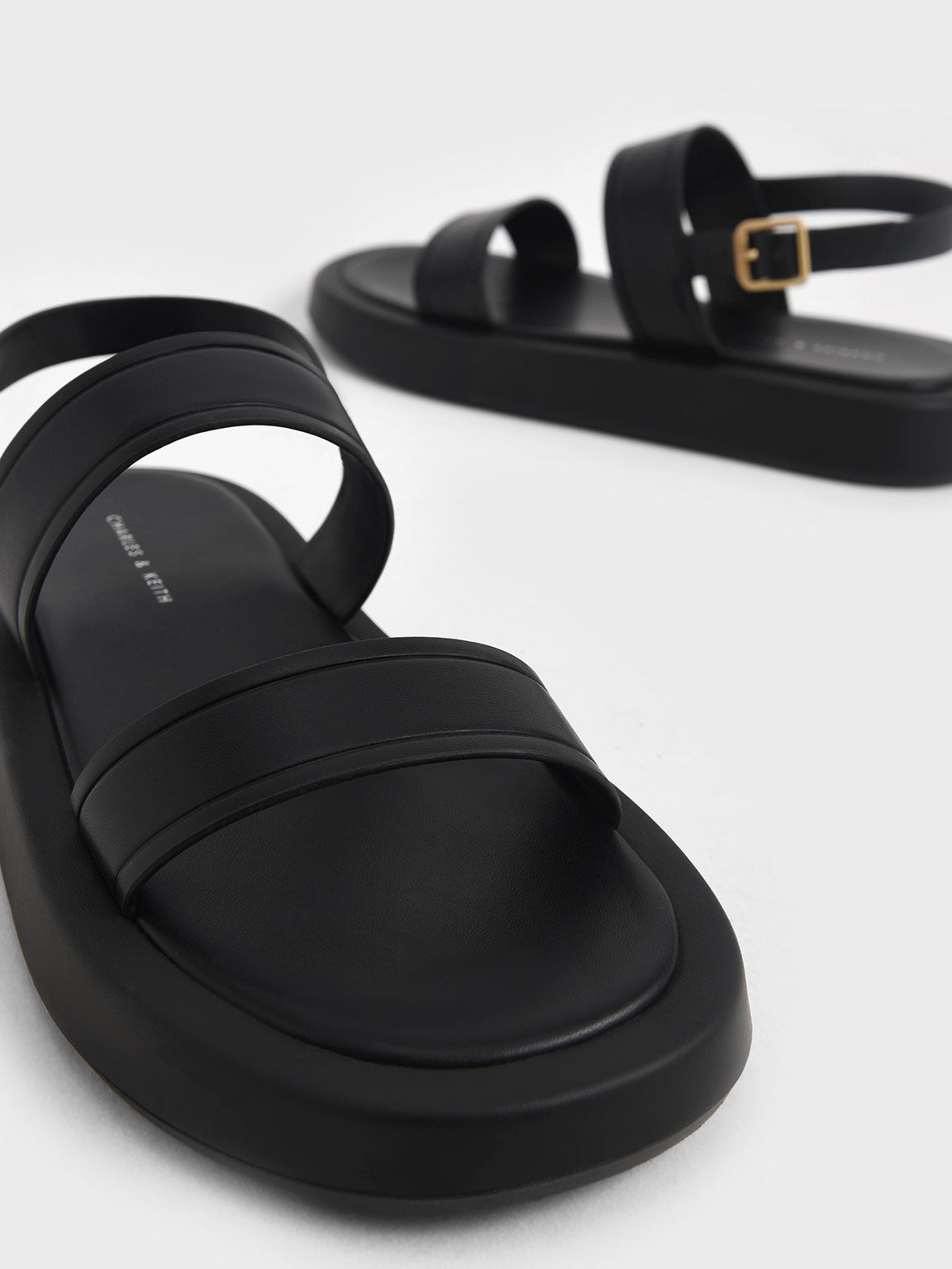 Open Toe Slingback Platform Sandals, Black, hi-res