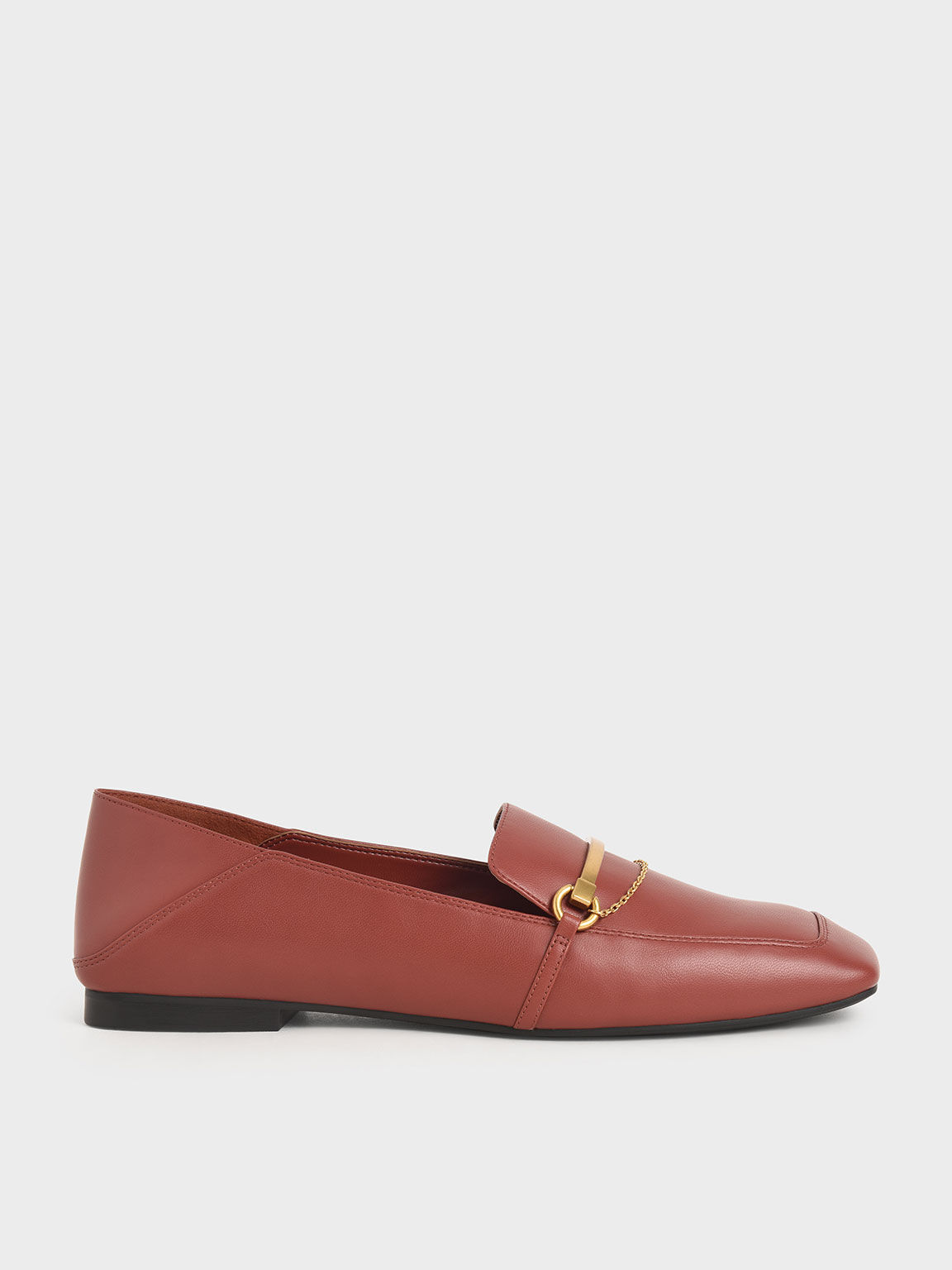 Metallic Accent Loafers, Red, hi-res