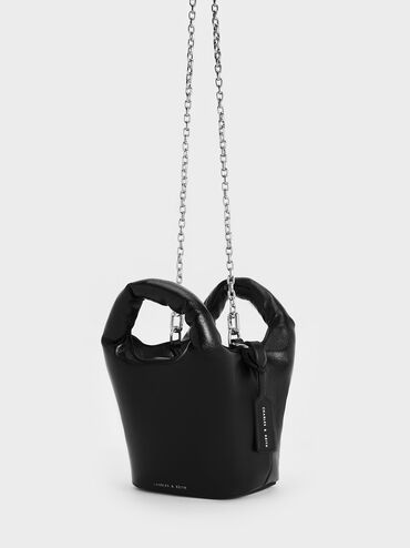Yama Padded Chain-Handle Bag, Noir, hi-res