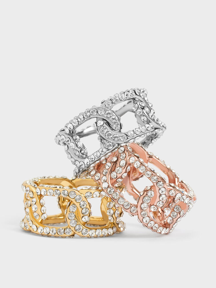 Rose Gold Gabine Swarovski Crystal Chain-Link Ring - CHARLES & KEITH HR