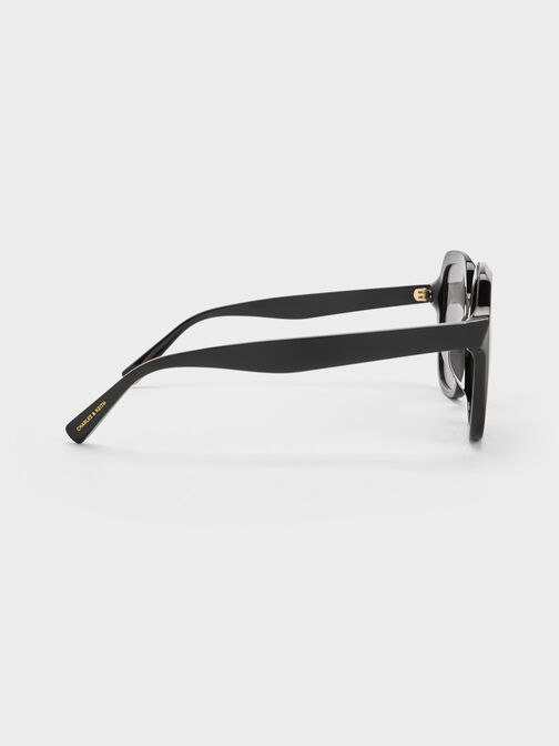 Recycled Acetate Wide-Square Sunglasses, Black, hi-res