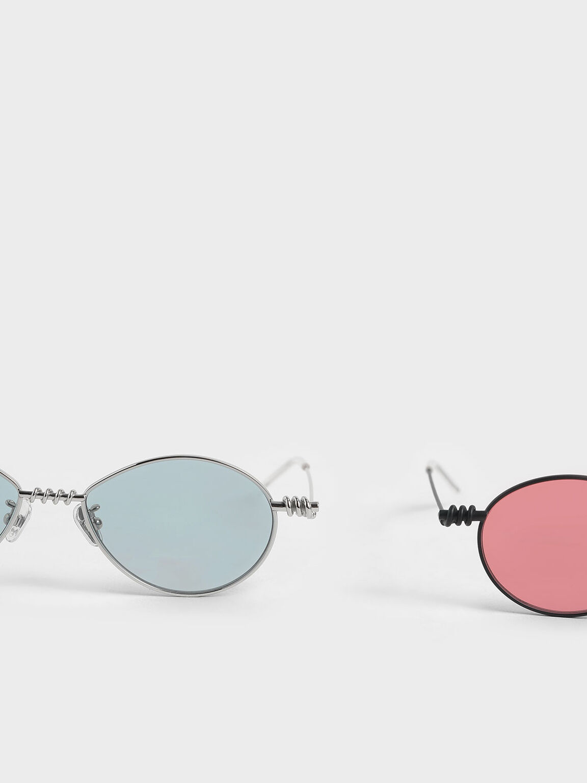 Twine Detail Oval Sunglasses, Blue, hi-res