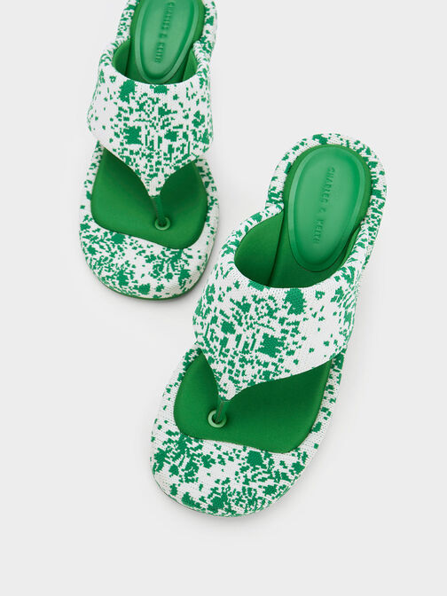 Sandalias de tacón de carrete de punto Noemi, Verde, hi-res