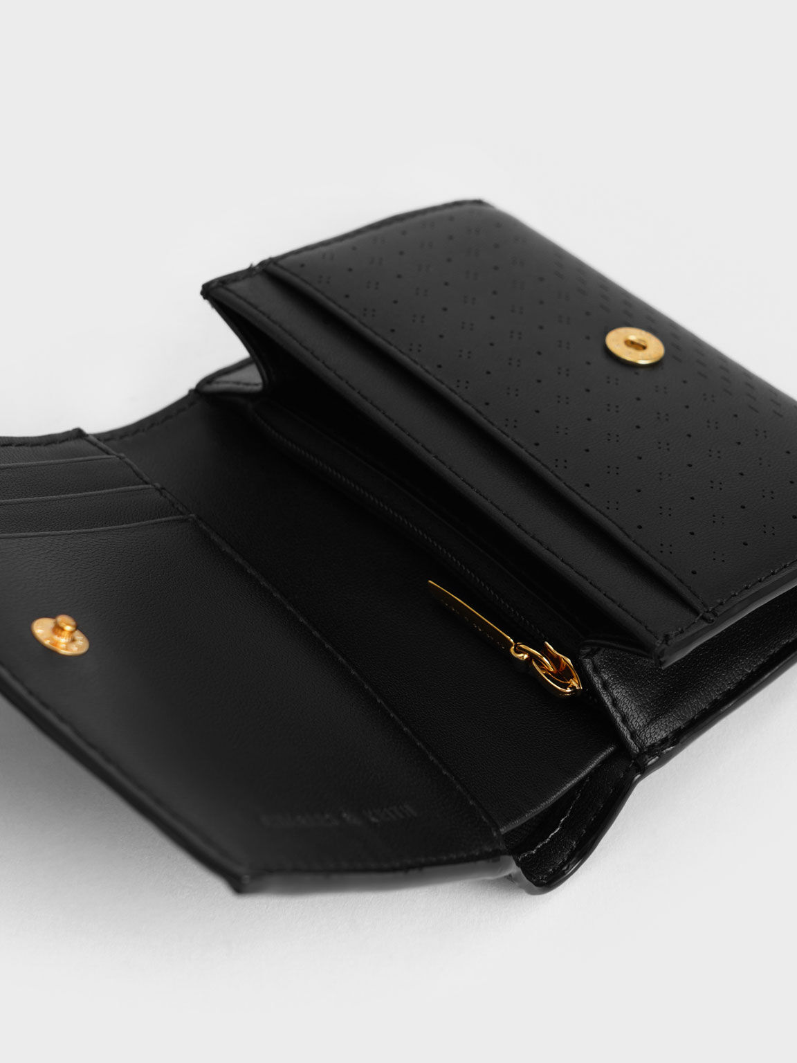 Lorain Perforated Wallet, Black, hi-res