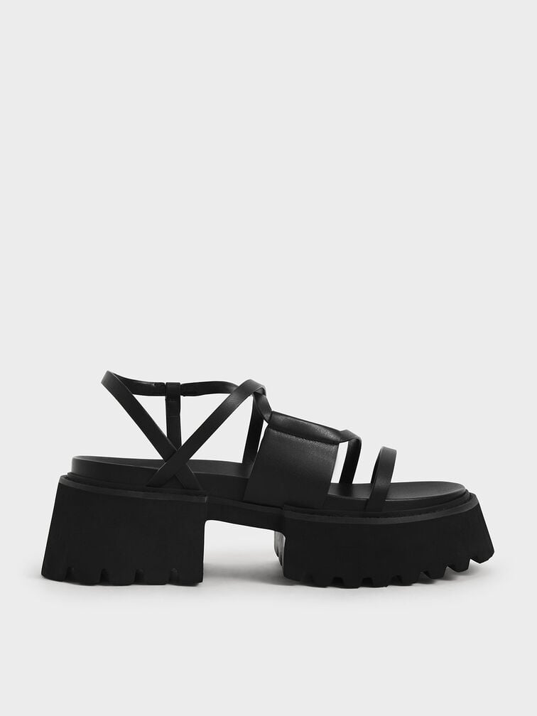 Nadine Strappy Platform Sandals, Black, hi-res