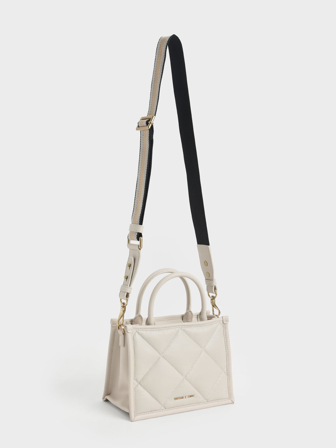 Quilted Double Handle Tote Bag, Ivory, hi-res