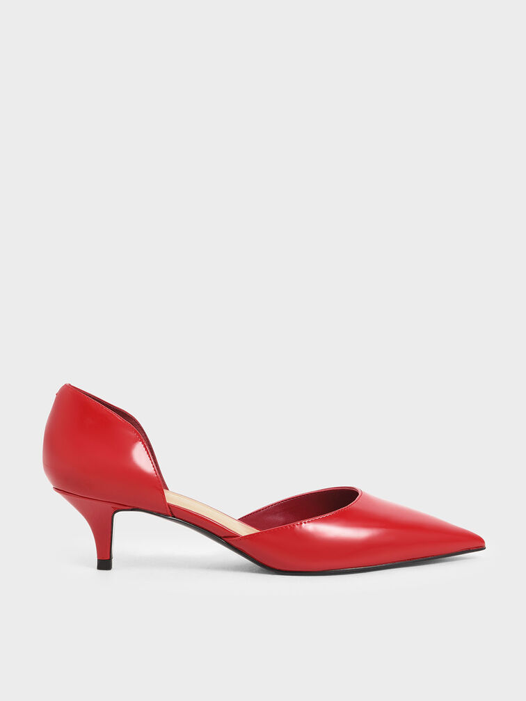 Zapatos de Tacón Bajo D'Orsay con Acabado de Charol, Rojo, hi-res