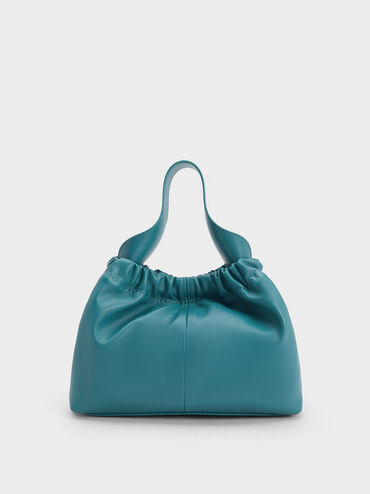 Ally Ruched Slouchy Bag, Turquoise, hi-res