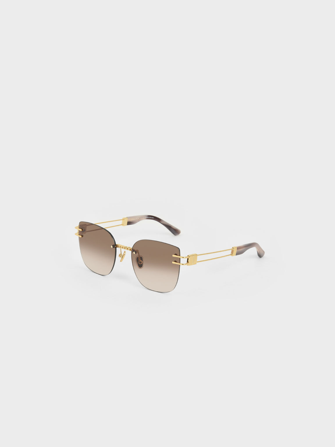 Rimless Butterfly Sunglasses, Gold, hi-res