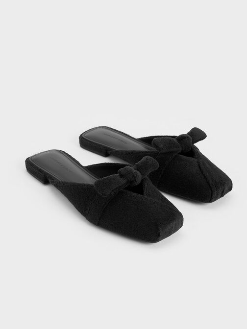 Loey Textured Knotted Mules, Black Textured, hi-res
