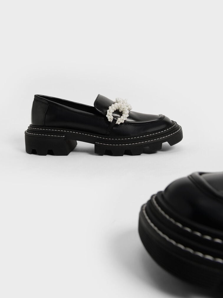 Perline Beaded Platform Loafers, Noir, hi-res