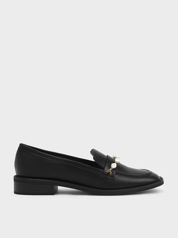 Black Beaded Penny Loafers Charles, Black Marks On White Leather Shoes