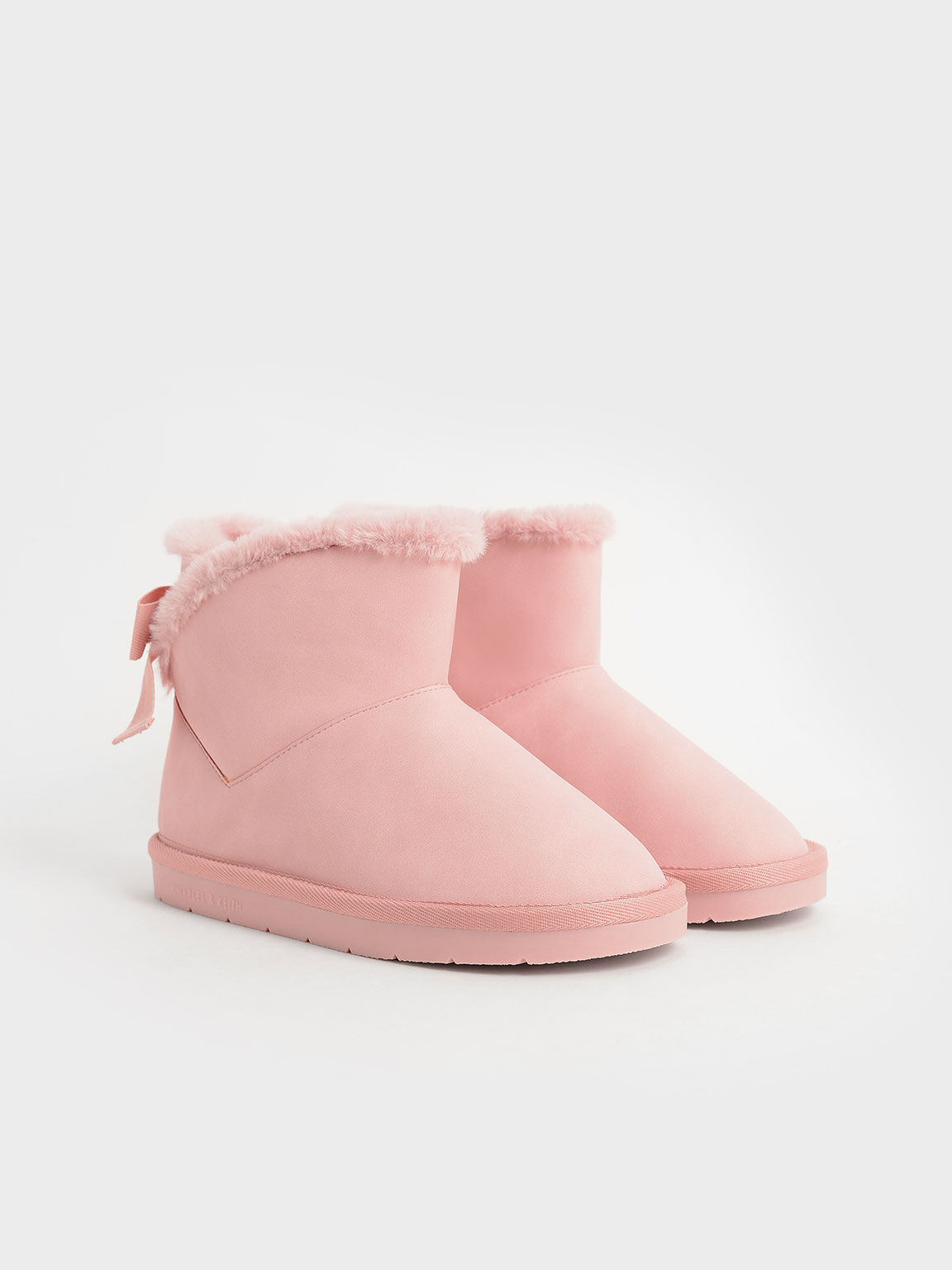 Girls' Fur-Trimmed Slip-On Ankle Boots, Blush, hi-res