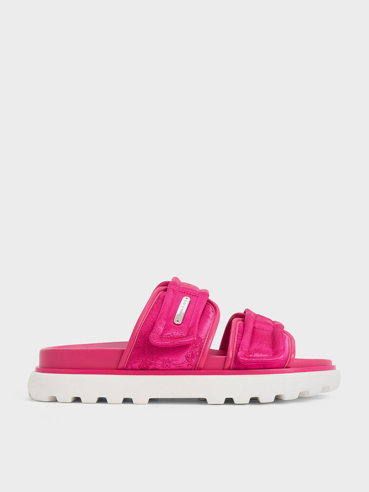 Clementine Recycled Polyester Sports Sandals, Fuchsia, hi-res