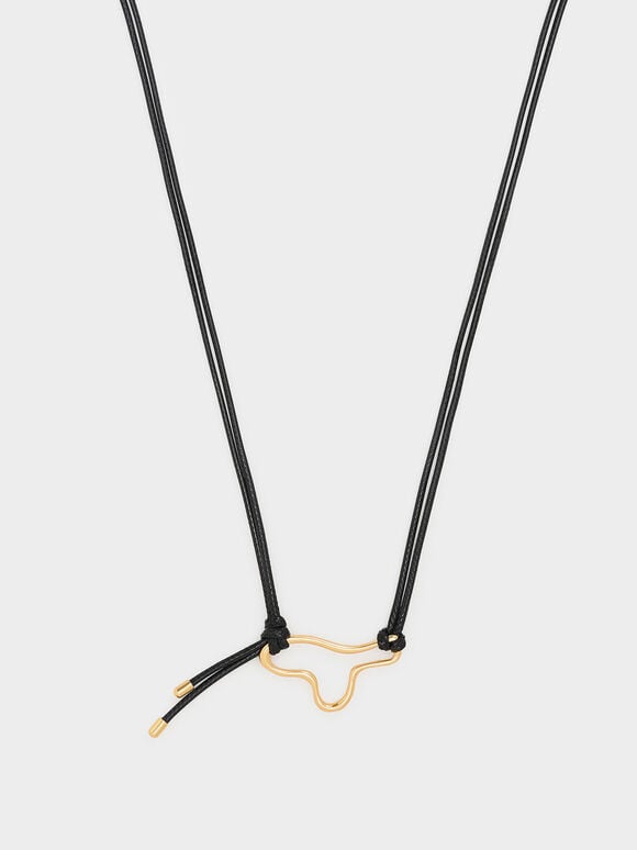 Sculptural Pendant Rope Necklace, Gold, hi-res