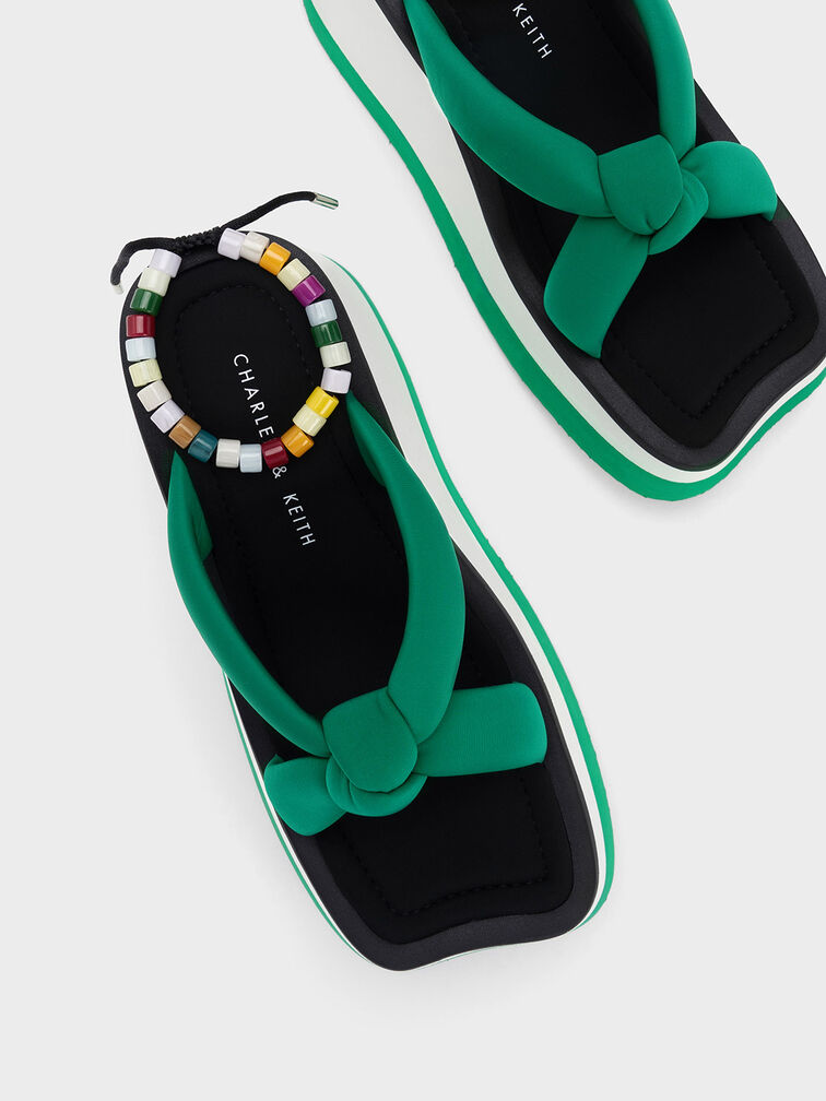 Zapatos de Cuña Tana con Tiras Anudadas Cruzadas, Verde, hi-res