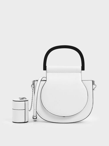 Mini Top Handle Saddle Bag, White, hi-res