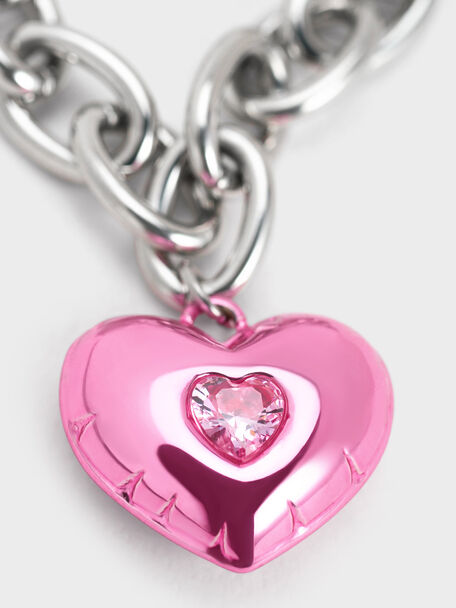Bethania Heart Crystal Chain-Link Bracelet, Pink, hi-res