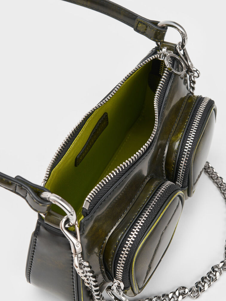 Letitia Chain-Link Shoulder Bag, Lime, hi-res
