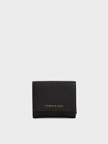 Mini Snap-Button Small Wallet, Black, hi-res