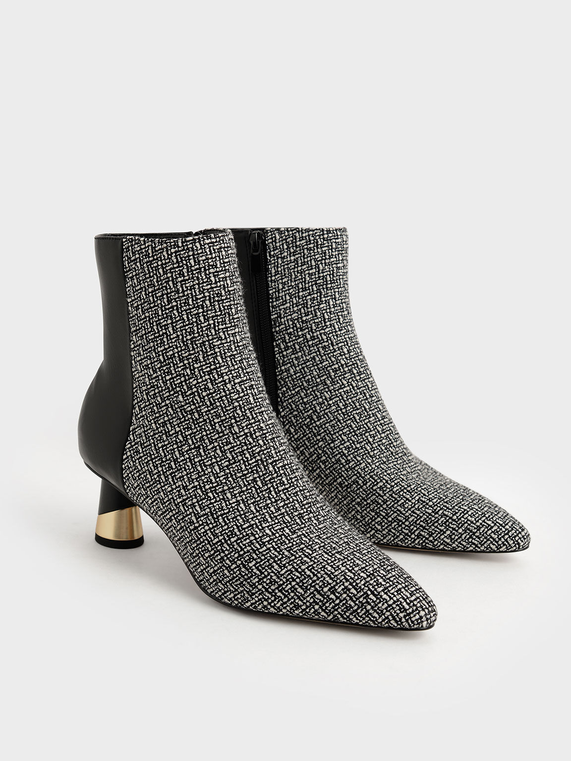 Metallic Accent Twill Ankle Boots, Multi, hi-res