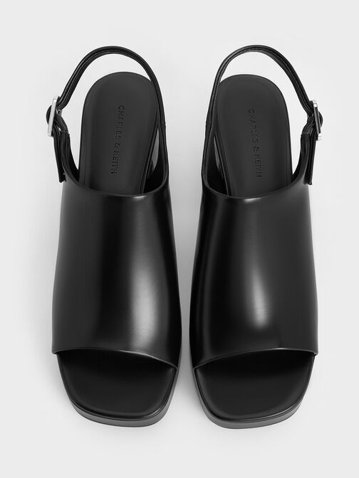 Sandales à bout ouvert et semelle plateforme, Noir, hi-res