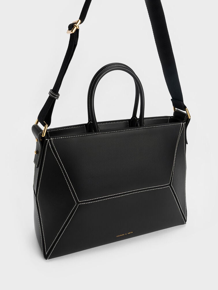 Black Nasrin Geometric Tote Bag - CHARLES & KEITH DE