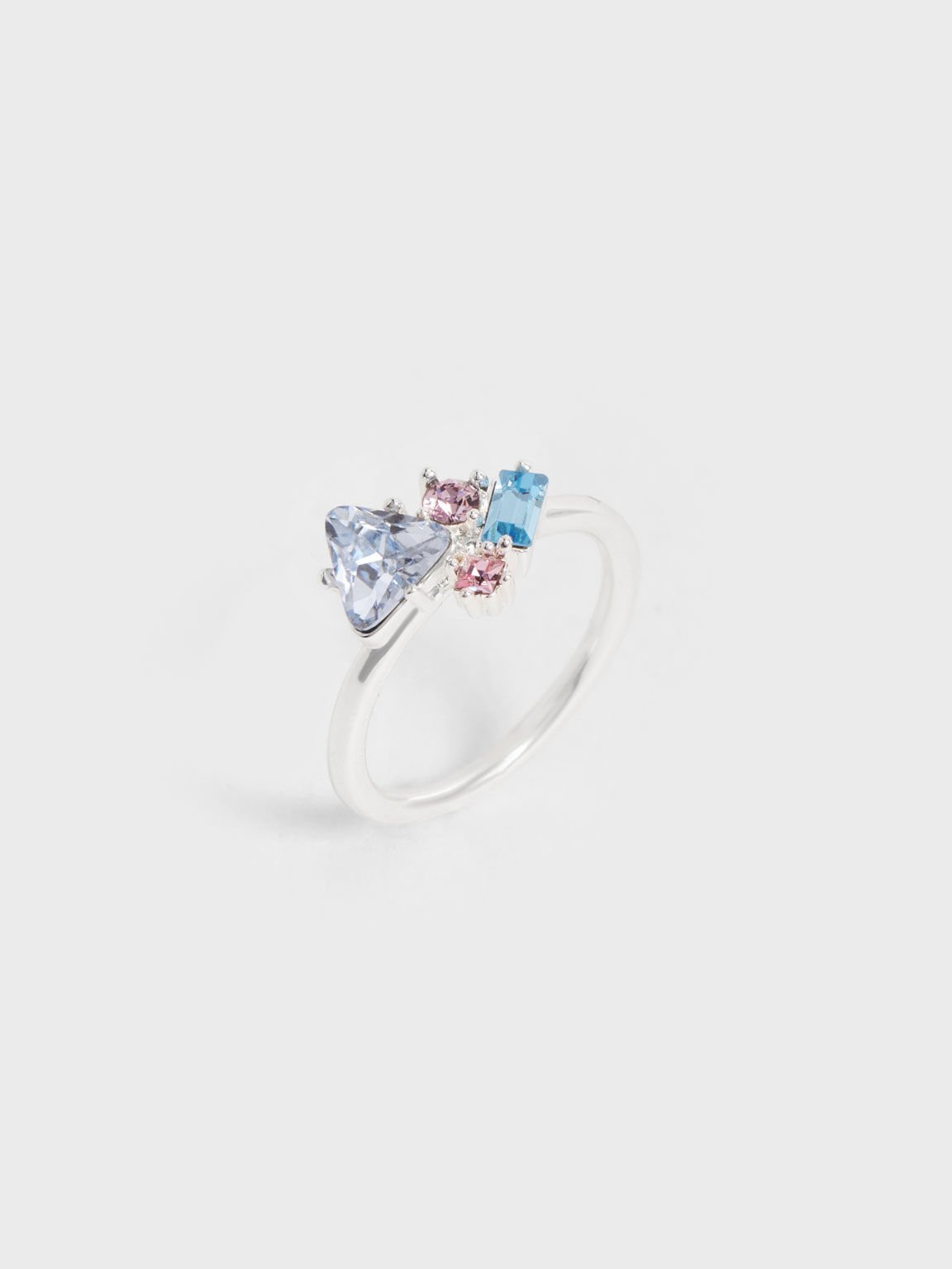 Crystal-Embellished Ring, Silver, hi-res