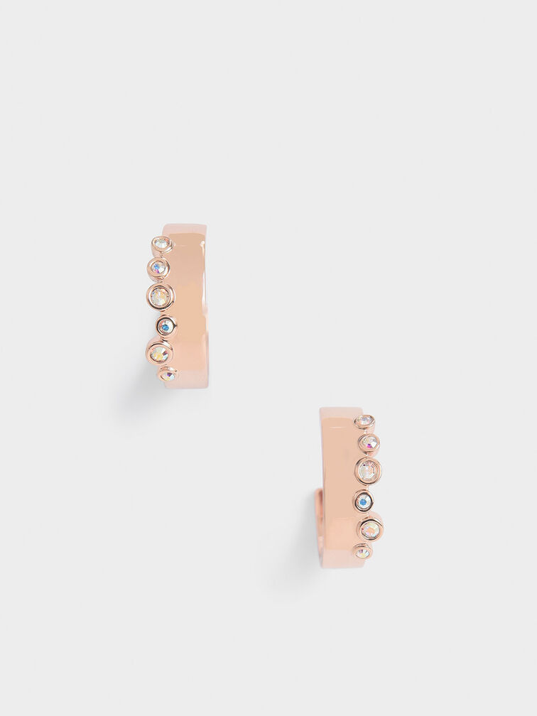 Boucles d'oreilles ornées de cristaux Swarovski, Or Rose, hi-res