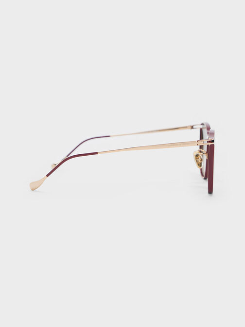 Wire Frame Butterfly Sunglasses, Burgundy, hi-res