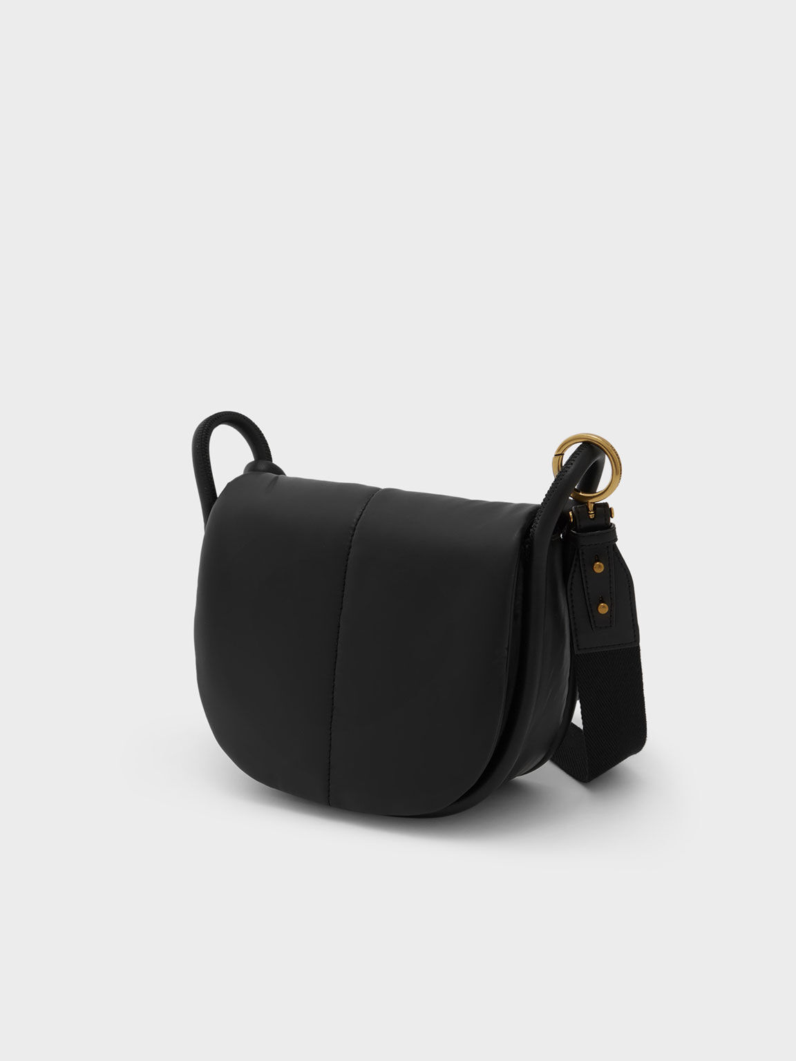 Luna Knotted Handle Shoulder Bag, Black, hi-res