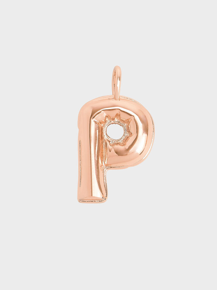 Breloque alphabet lettre "P", Or Rose, hi-res