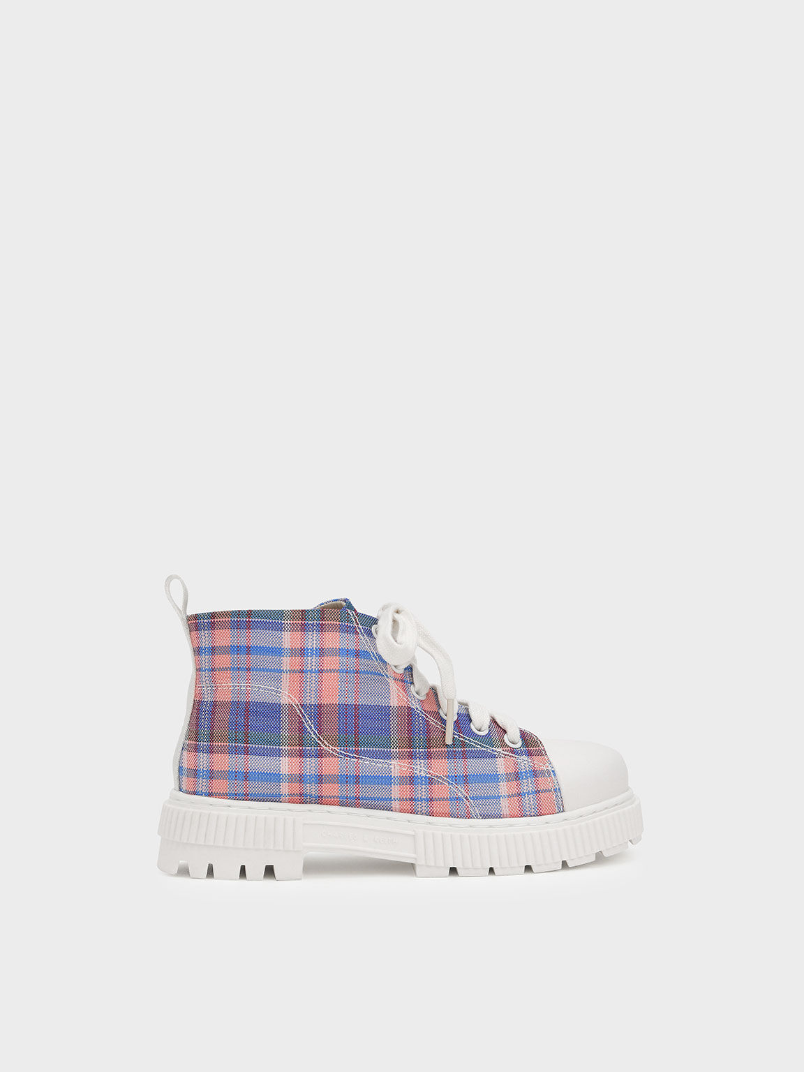 Multicoloured Girls' Check-Print High-Top Sneaker Boots - CHARLES & KEITH GR